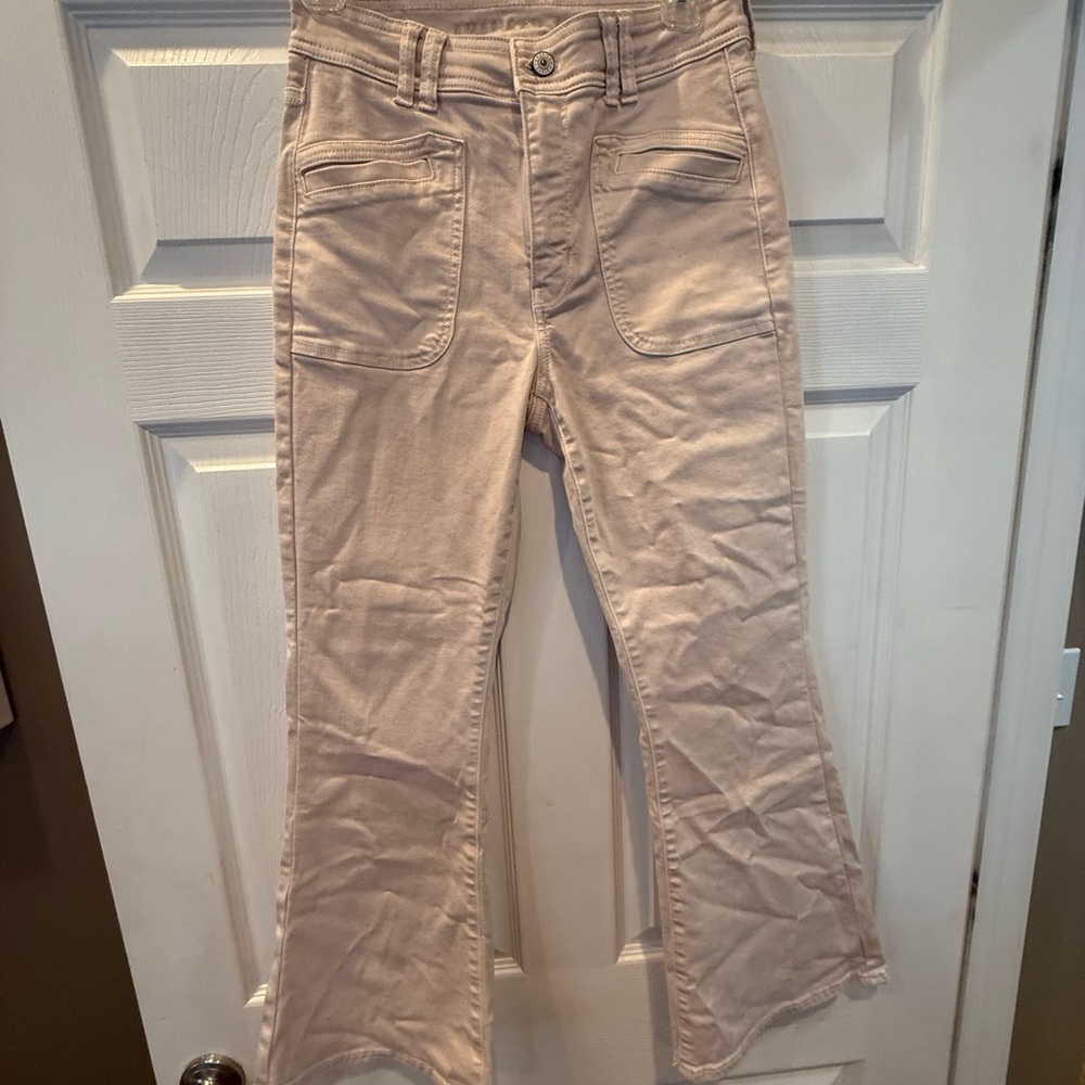 American Eagle Outfitters Light Beige Flare Jeans